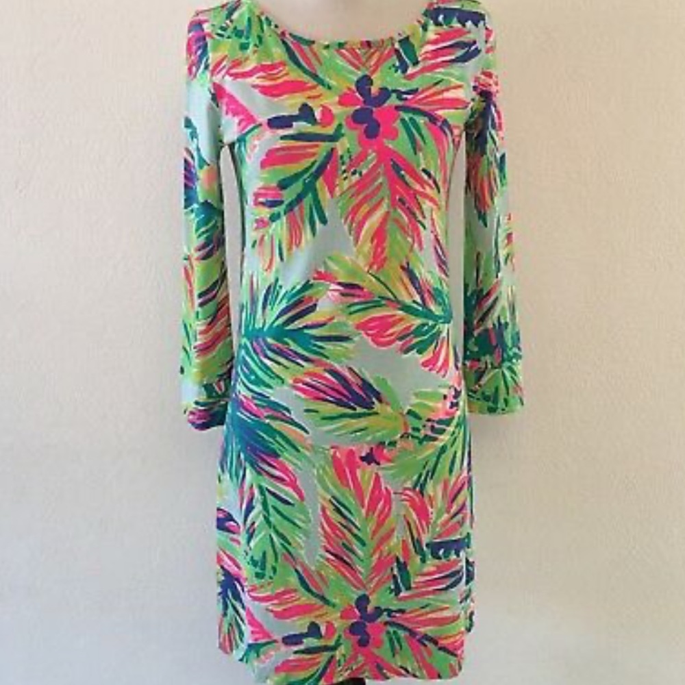 Lilly Pulitzer Long Sleeve Palm Print Knit Dress L - Picture 6 of 6